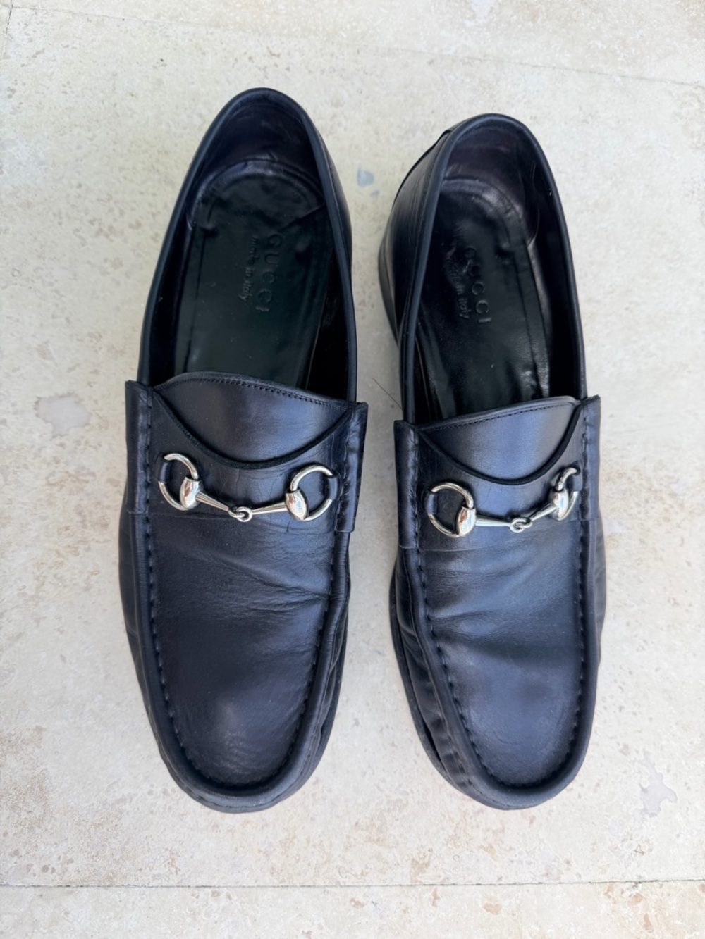 Gucci Black Leather Men's Horsebit Slip-On Loafers (Resole Needed) SOLD